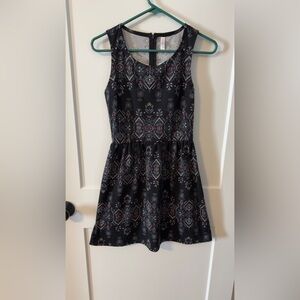 Xhilaration Black and Red Patterned Dress